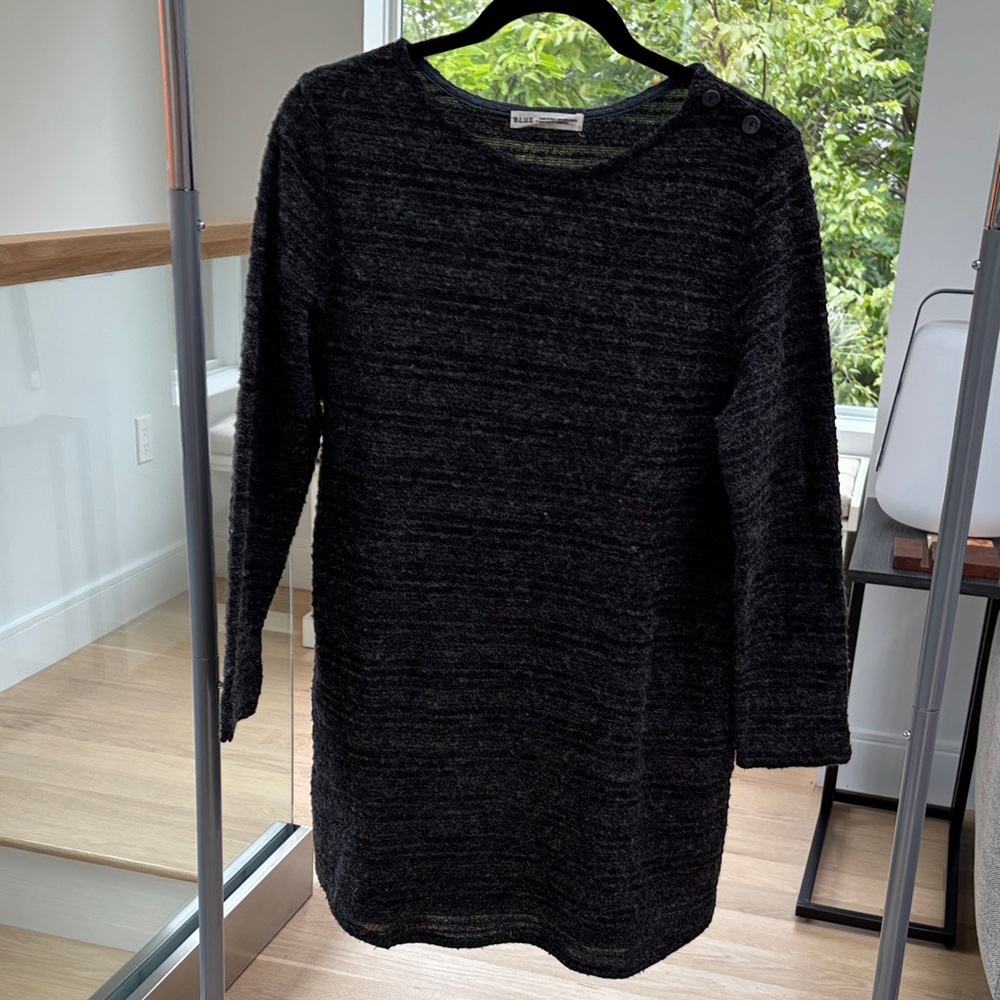 Charcoal Knit Long Sleeve Dress